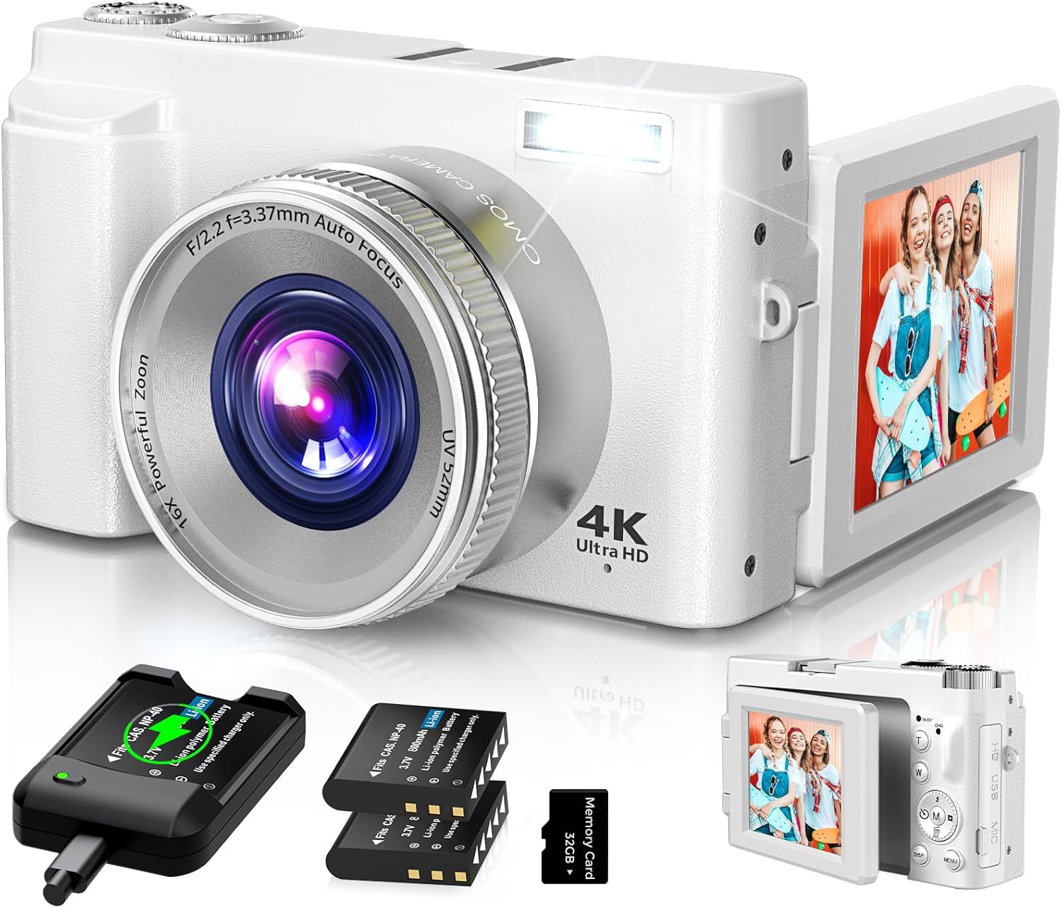 4K Digital Camera for Photography with Autofocus and Zoom