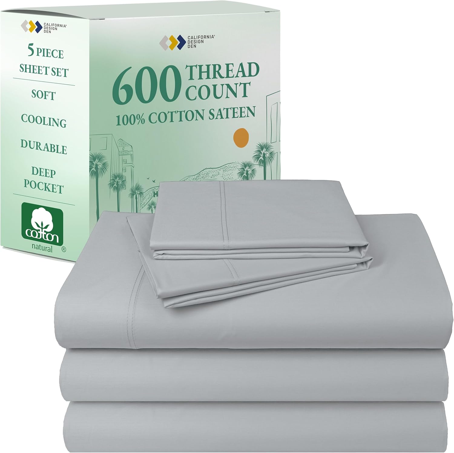 California Design Den Split King Sheet Set - Luxury Cotton Sheets