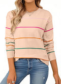 SHEWIN Womens Crew Neck Striped Sweater - Soft, Versatile Fall Knit