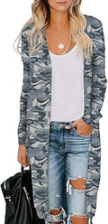 Womens Open Front Printed Cardigan Sweater - Lightweight Layering
