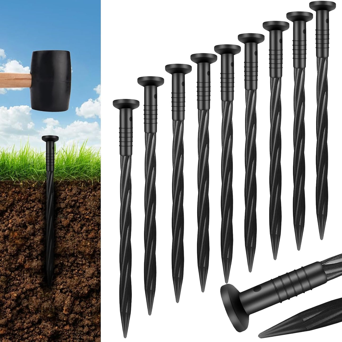 200 Pack 8 Inch Plastic Landscape Edging Anchoring Stakes