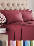 Queen 6 Piece Burgundy Sheet Set - Cooling, Deep Pocket Luxury