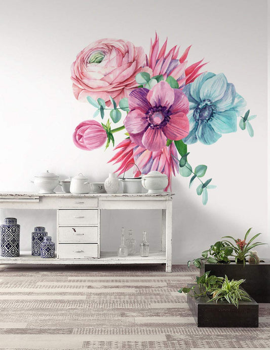Murwall Watercolor Protea Floral Wall Decal for Home Decor