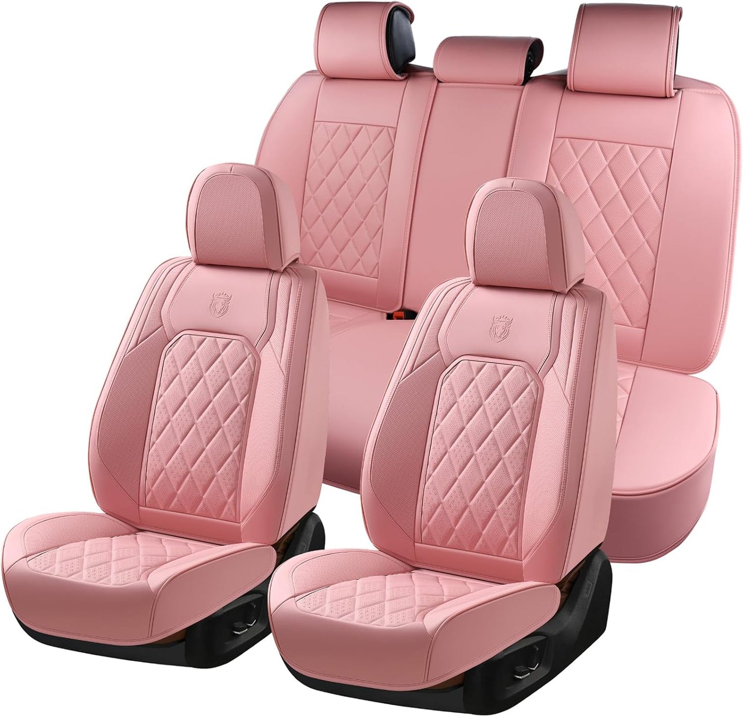 Coverado Car Seat Covers Full Set - Pink Leather Luxury