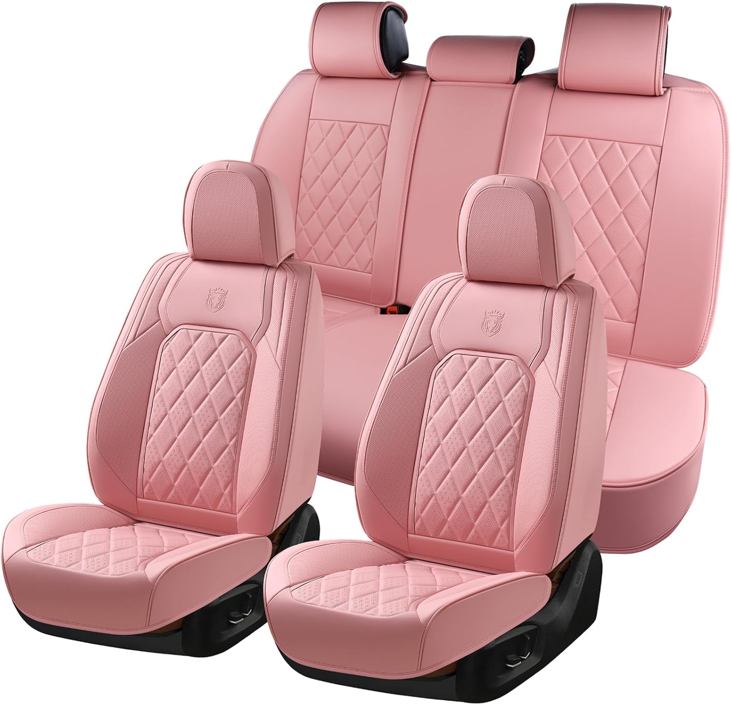 Coverado Car Seat Covers Full Set - Pink Leather Luxury