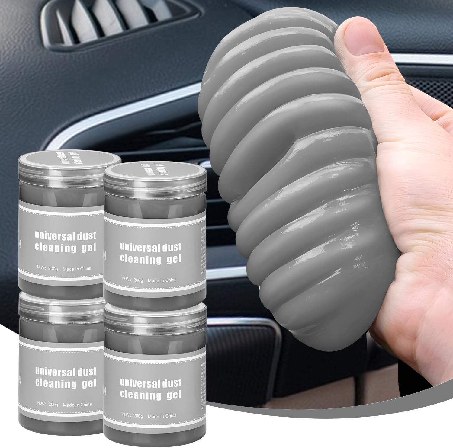 Car Cleaning Gel 4 Pack - Dust-free Interior Shine!