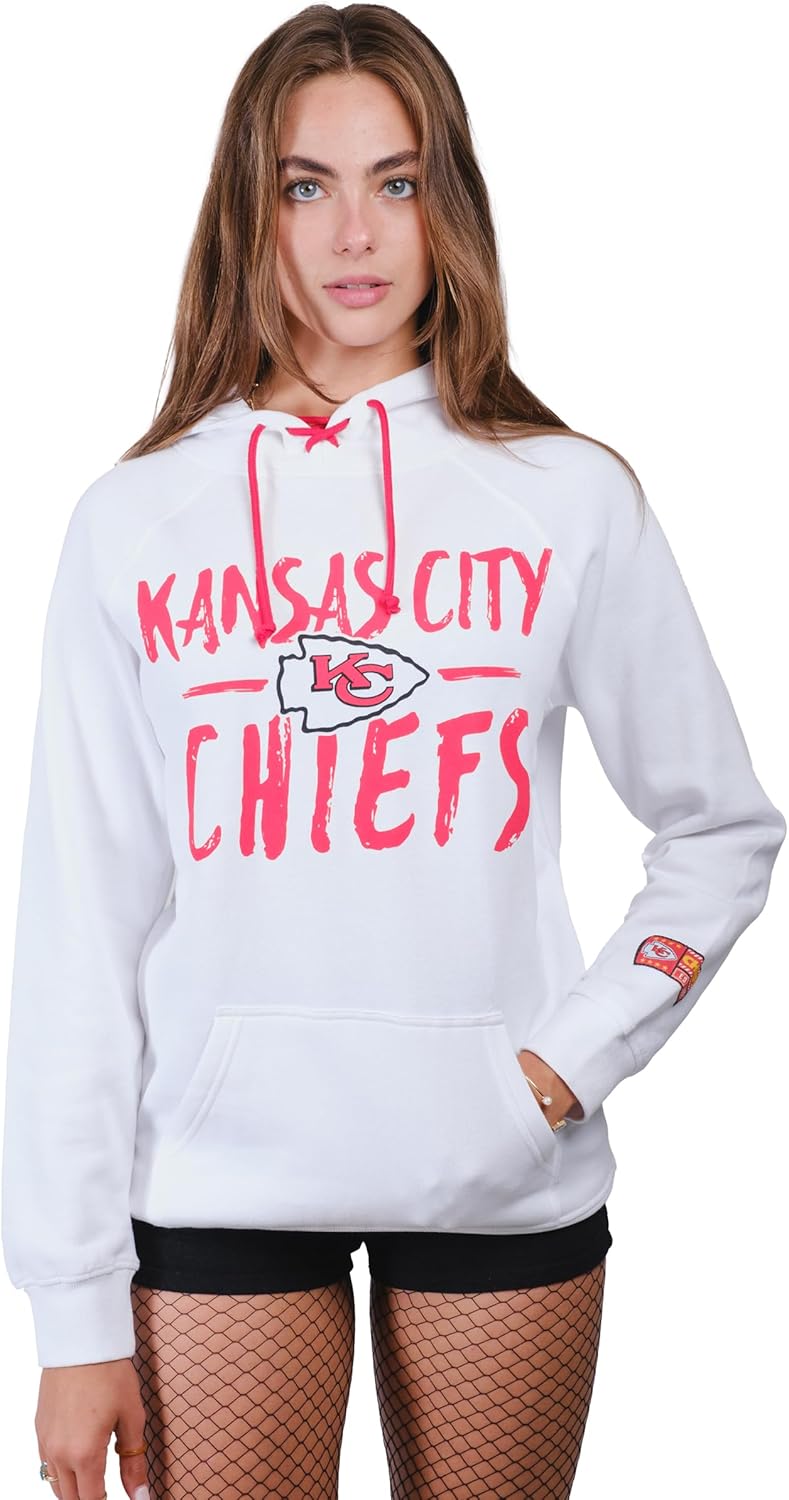 Ultra Game Women's NFL Super Soft Tie Neck Hoodie Sweatshirt