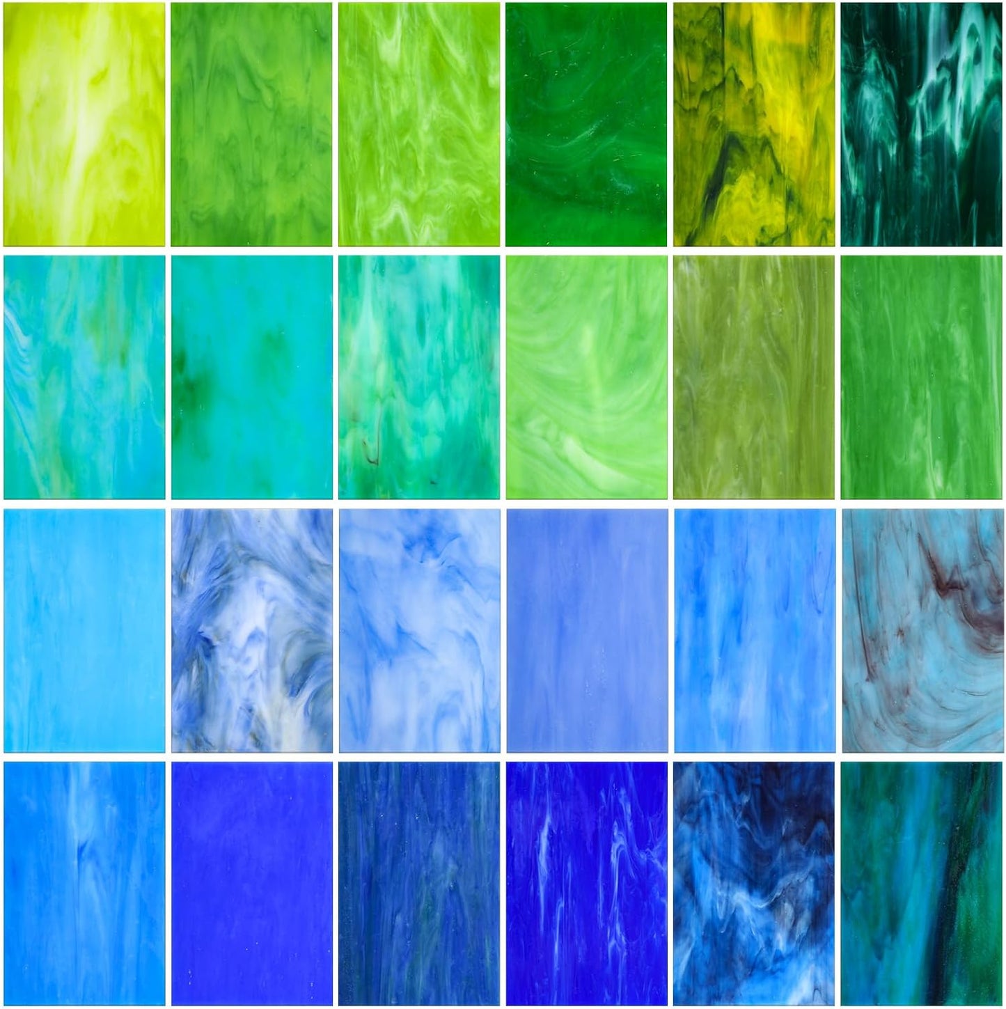 24 Pcs Stained Glass Sheets for Craft Projects and DIY Art