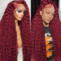 Burgundy Deep Wave Wig 13x6 HD Lace Front Wig - 32in 200% Density