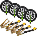 Wheel Tie Down Straps (4PK) 2in x 96in Lasso Straps - Secure Tire