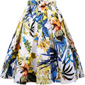 Girstunm Women's Vintage Floral Pleated A-line Midi Skirt for Style