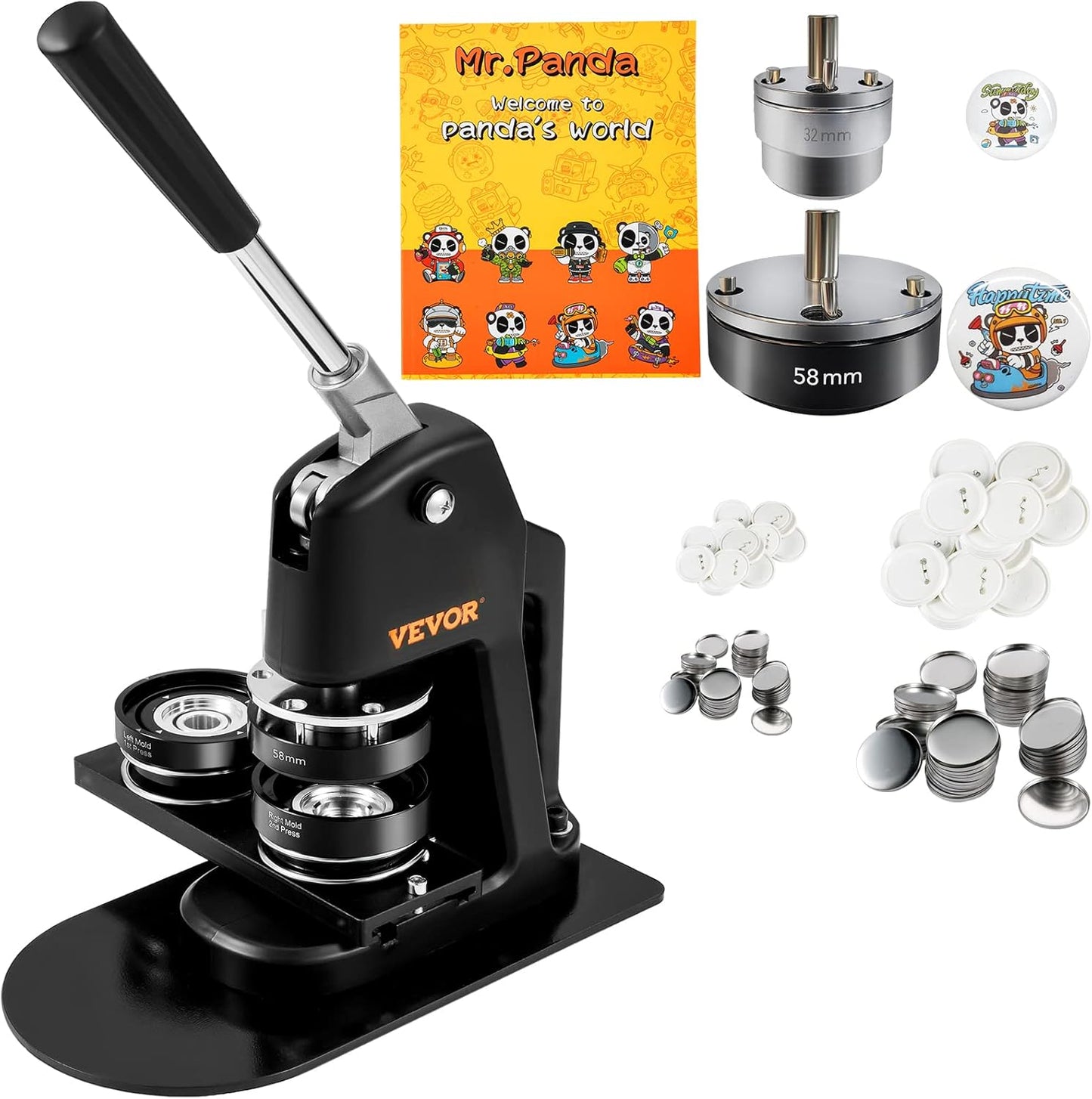 VEVOR Button Maker Machine for DIY Badges with Multiple Sizes