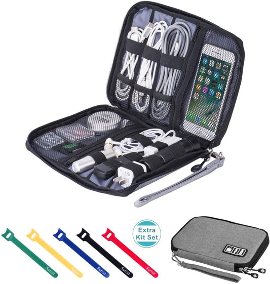 Waterproof Cable Organizer Bag + 5 Cable Ties
