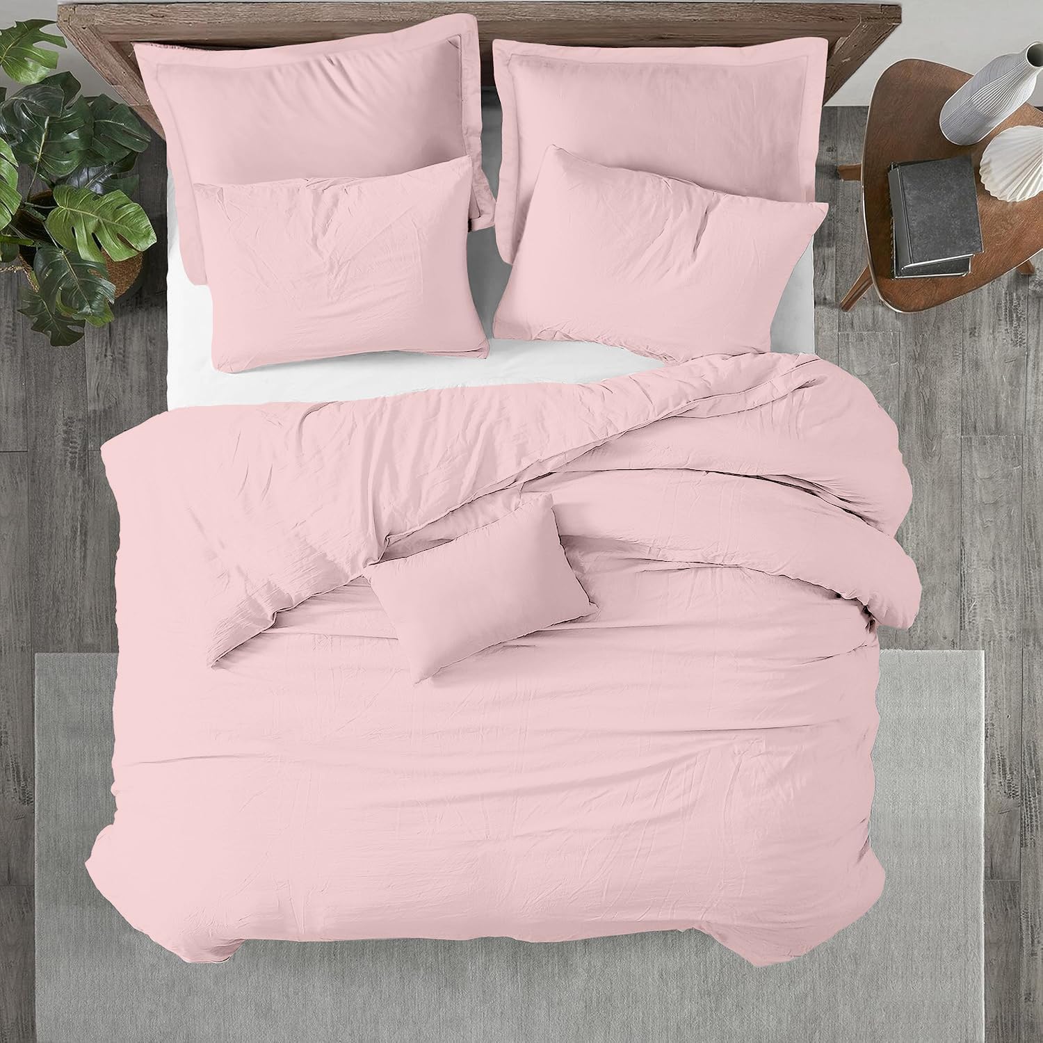 Oversized King Size Duvet Cover in Pink Blush - 100% Egyptian Cotton