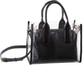 Mud Pie Clear Purse - Clear Vinyl Shoulder Bag with Faux Croc Trim