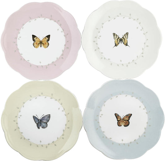 Lenox Butterfly Meadow 4-Piece Dessert Plate Set for Elegant Dining