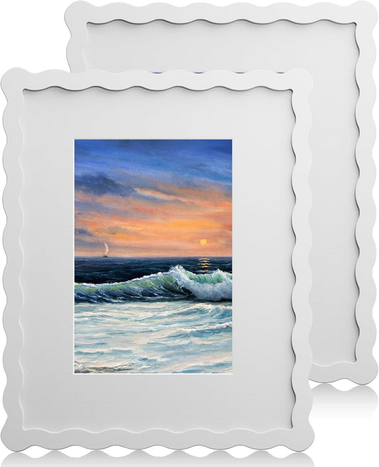 8X10 Wavy Picture Frame with Mat for 5x7 Photos - 2 Pack