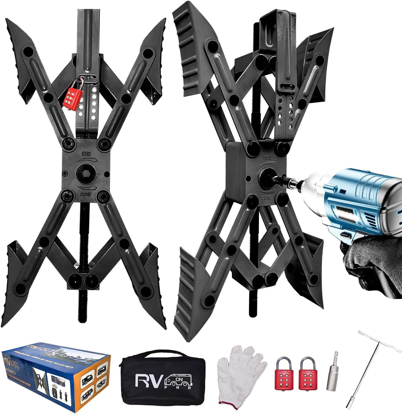 Camper X-Shaped Wheel Chock Stabilizer for Travel Trailers