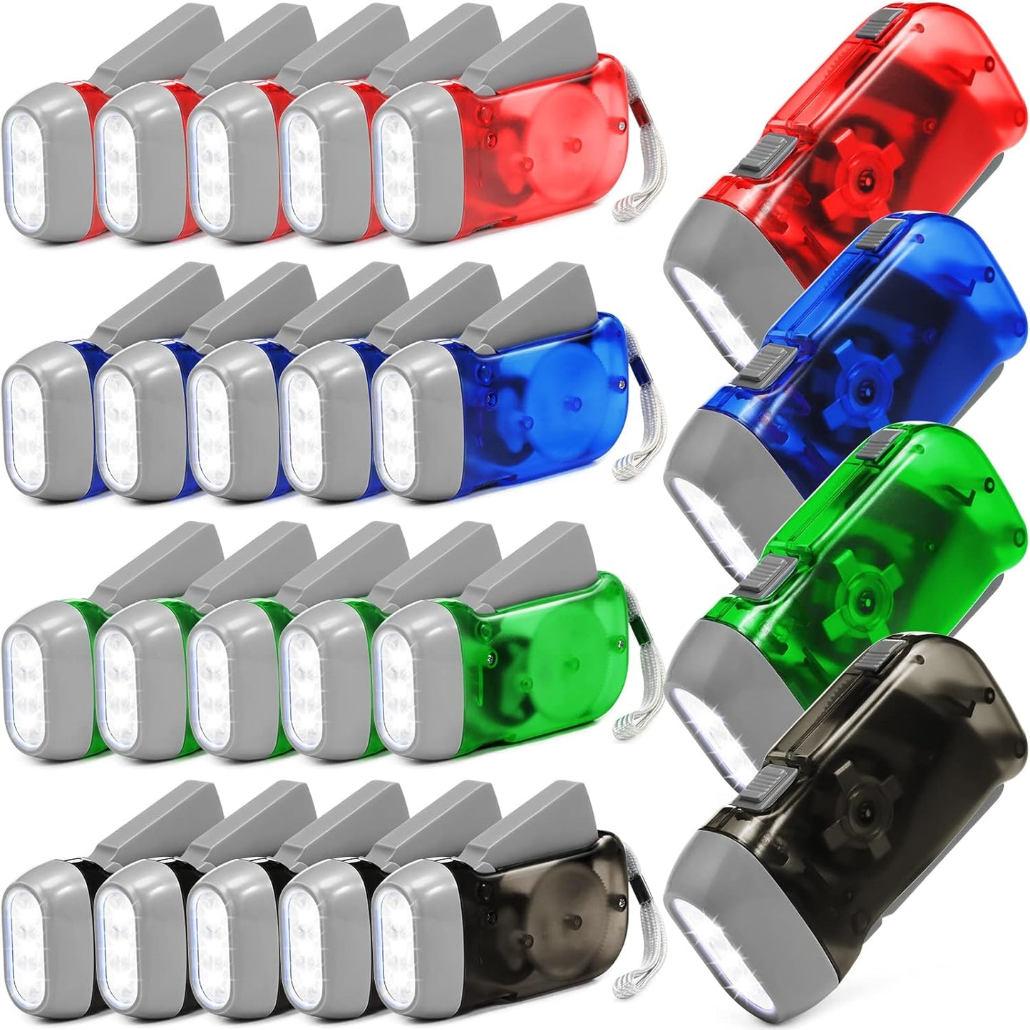 Mudder Hand Crank Flashlight Set of 24 for Camping Emergencies