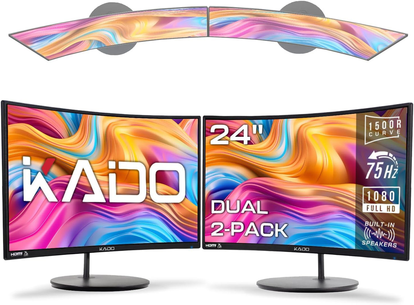 Kado Dual Monitor Setup - 24in Curved 1920x1080 Gaming Monitors