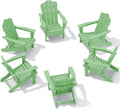 Folding Adirondack Chair Set of 6, Light Green HDPE Chairs