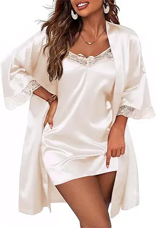 Ekouaer Sleepwear Women's Satin Nightgown and Robes Set Review