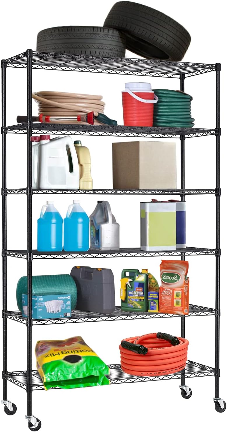 6 Tier Adjustable Metal Shelf Wire Shelving Unit for Storage