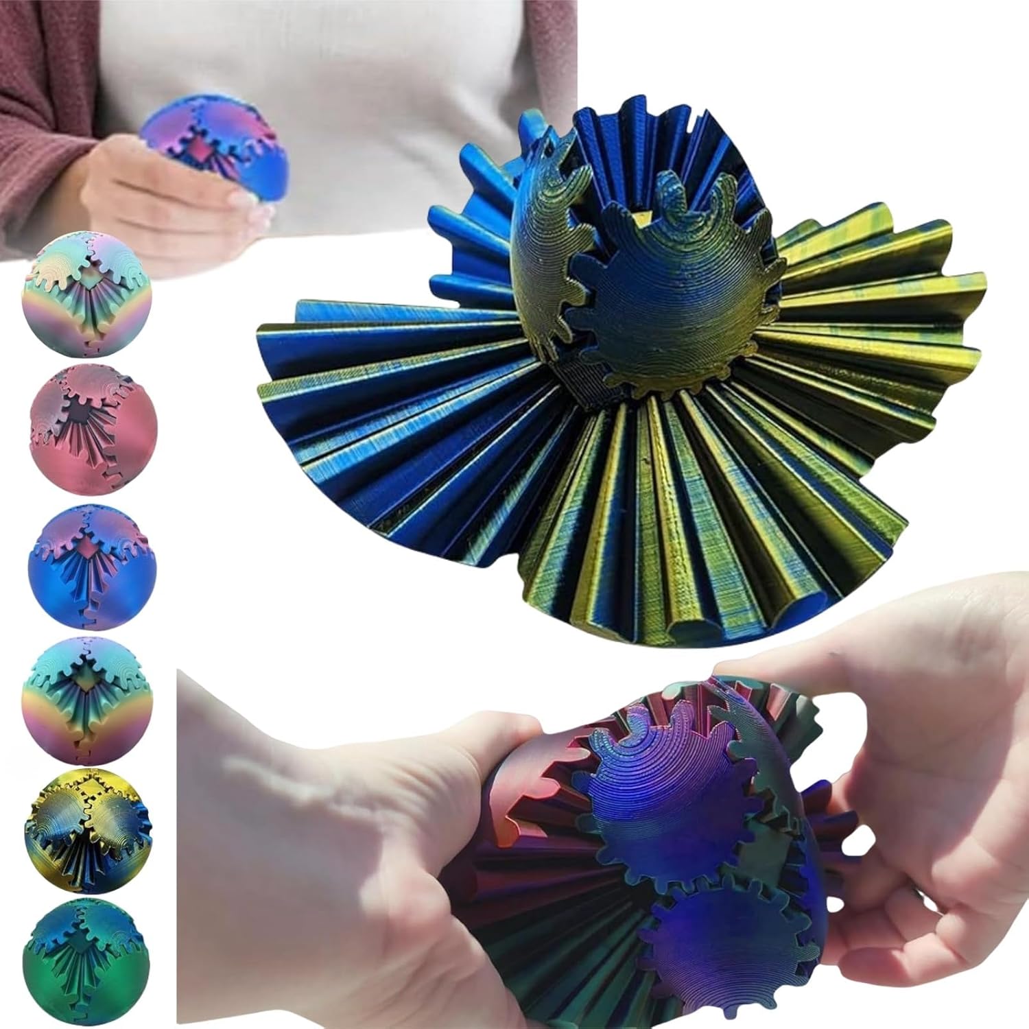 3D Printed Gear Relief Ball - Stress Relief Toy