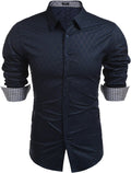 COOFANDY Men's Business Dress Shirt Long Sleeve Slim Fit - Diamond