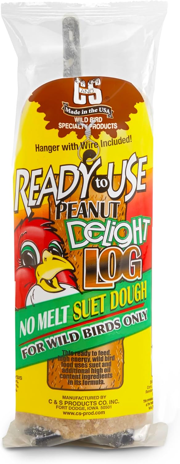 C&S Peanut Delight No Melt Suet Dough Log for Wild Birds