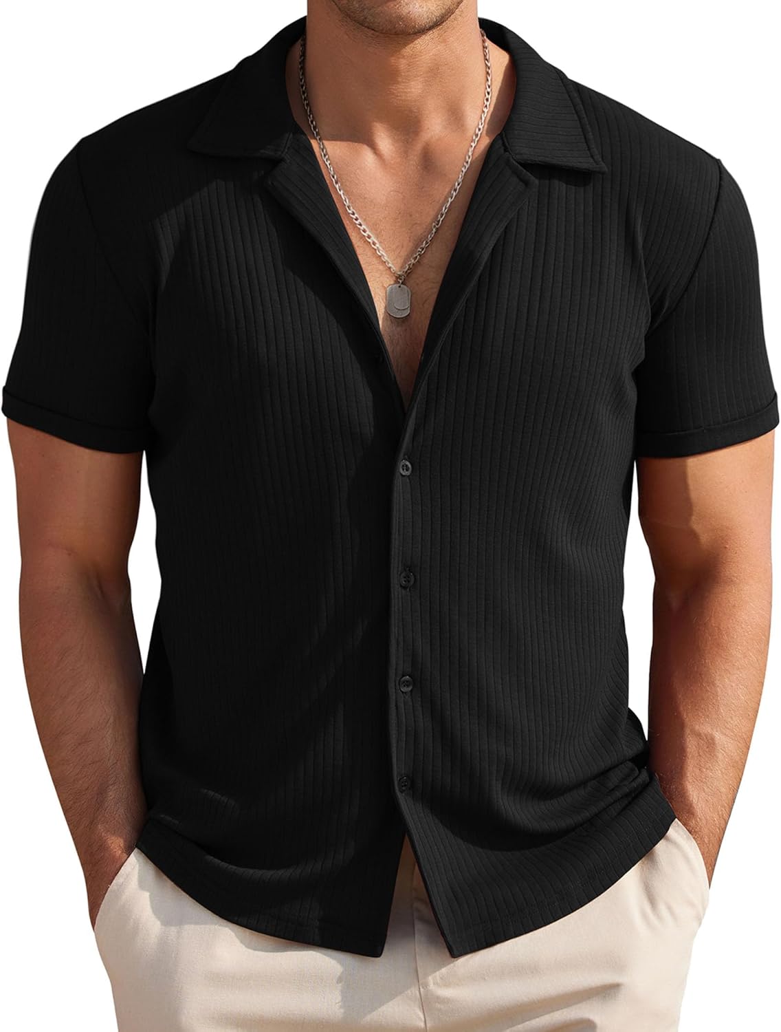 COOFANDY Mens Knit Button Down Shirt for Summer Casual Style