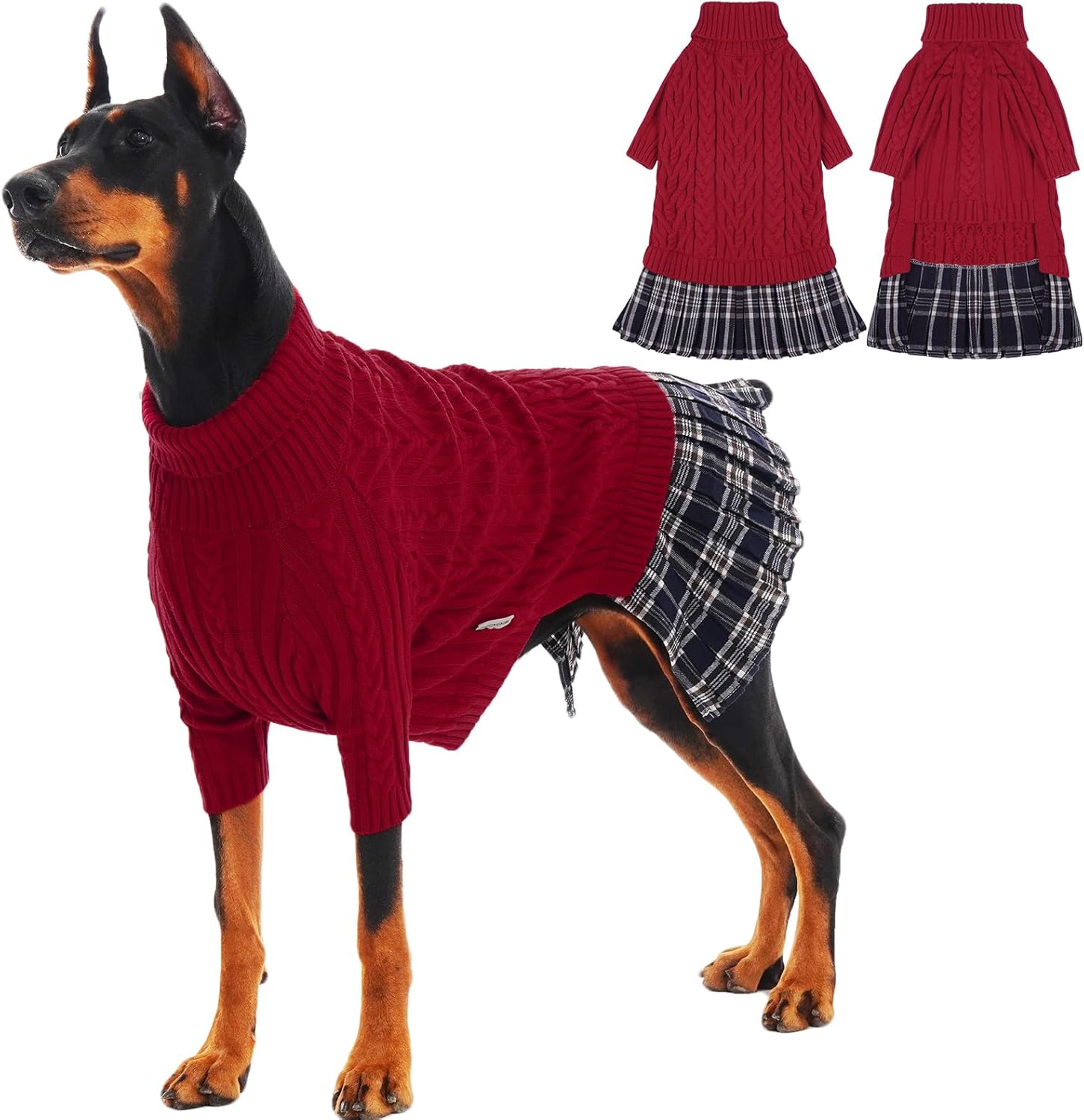 IECOii XXXL Dog Sweater Dress for Extra Large Dogs in Red