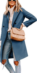 Hooever Women's Winter Wool Coat Casual Notch Lapel Peacoat - Warm is