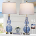27.5ft Coastal Blue Glass Double Gourd Table Lamp Set of 2 - Nautical