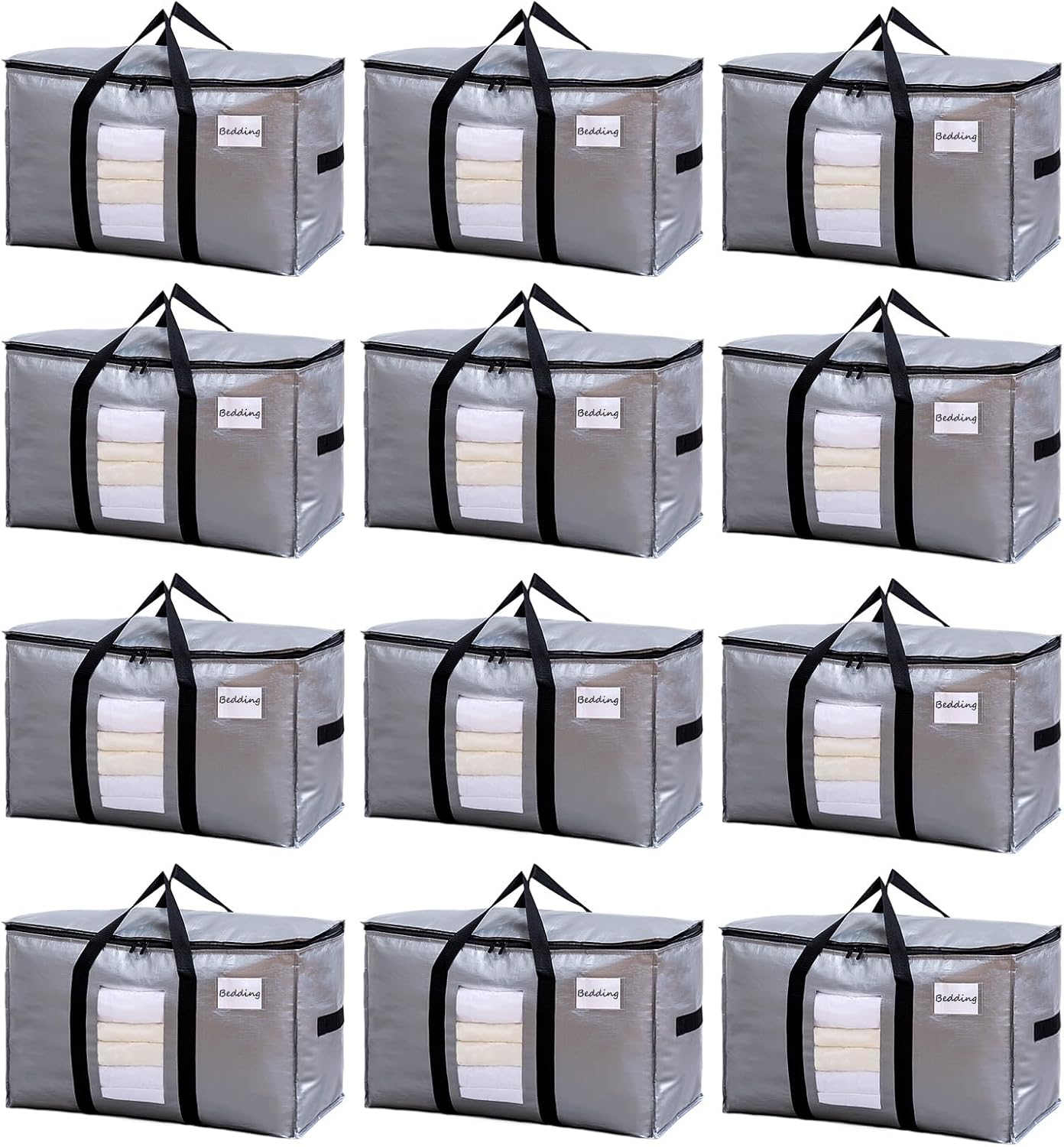 Extra Large Moving Bags for Storage - Heavy Duty Totes 12 Pack