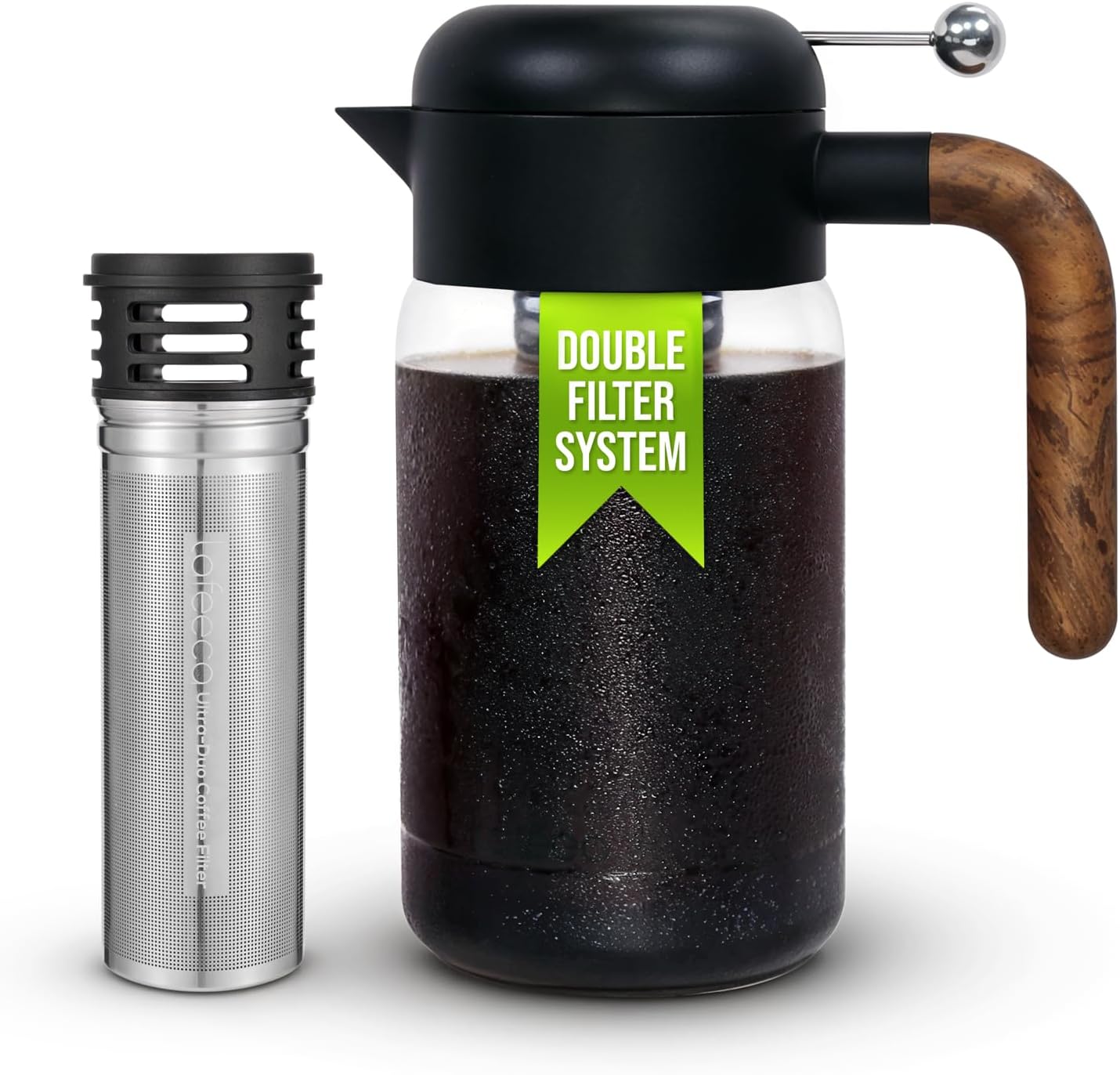 LAFEECA Cold Brew Maker: Ultra Filter, Airtight Lid, 1500 ml Black