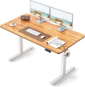 55 in Standing Desk with Light Rustic Top - Electric Height Adjustable