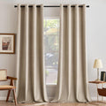 Camel Beige Velvet Blackout Curtains 96 in - Insulated Room Darkening