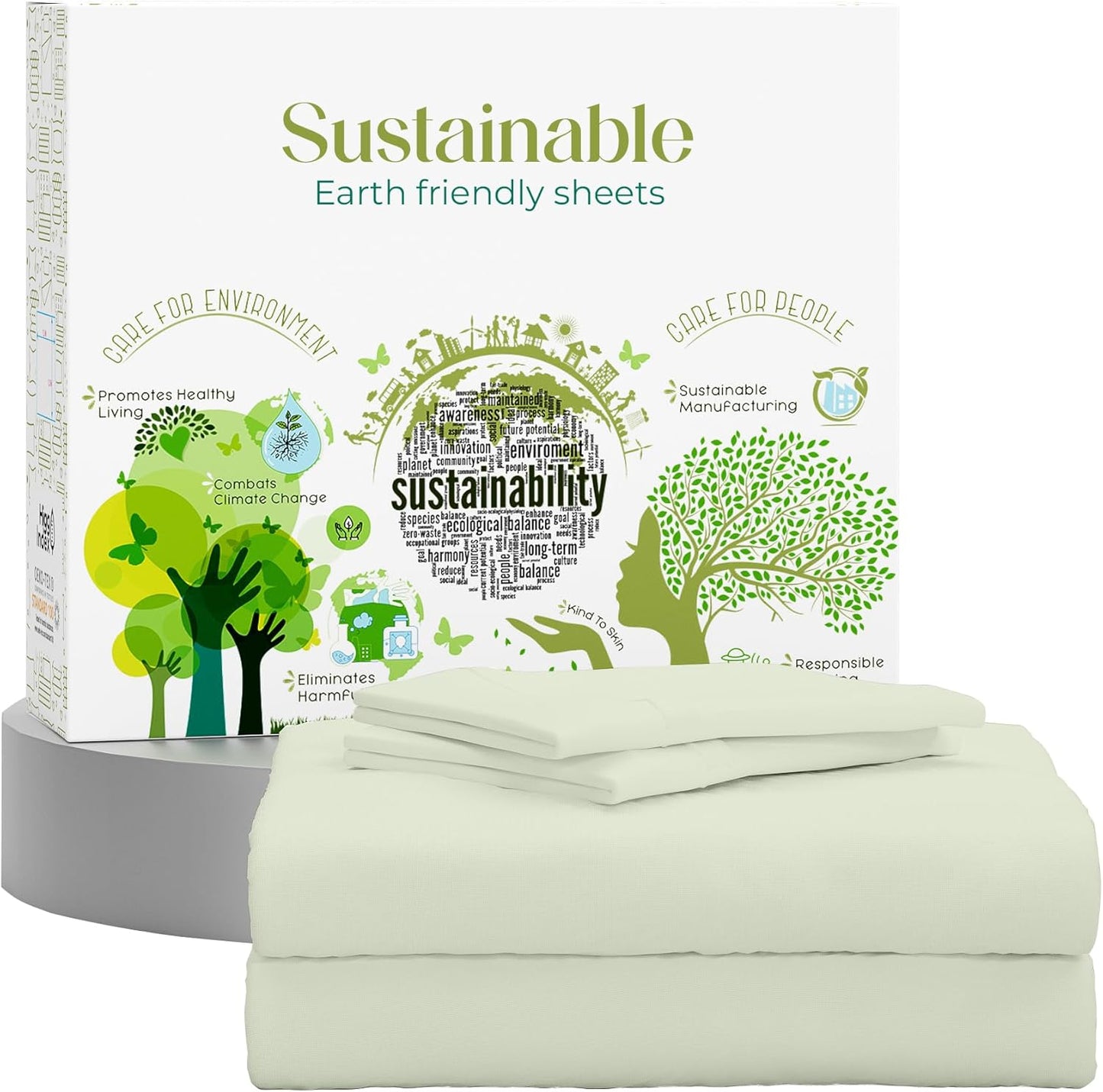 Queen Sheet Set Natural 100% Long Staple Cotton Percale Sheets