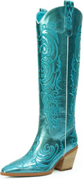 Cowgirl Boots Knee High Pointed Toe Block Heel - Versatile Western be