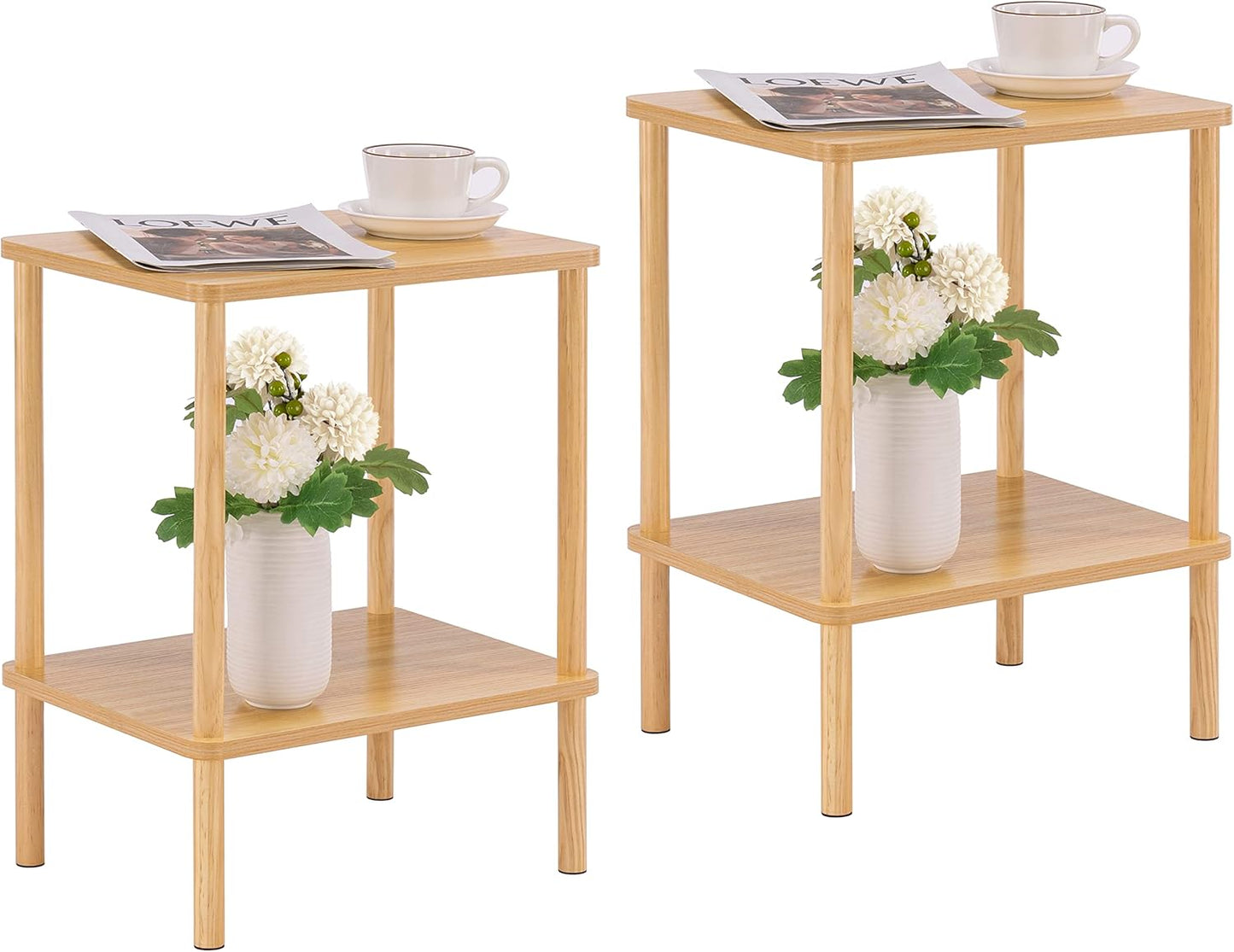 Apicizon 2 Tier End Table Set of 2 for Small Spaces