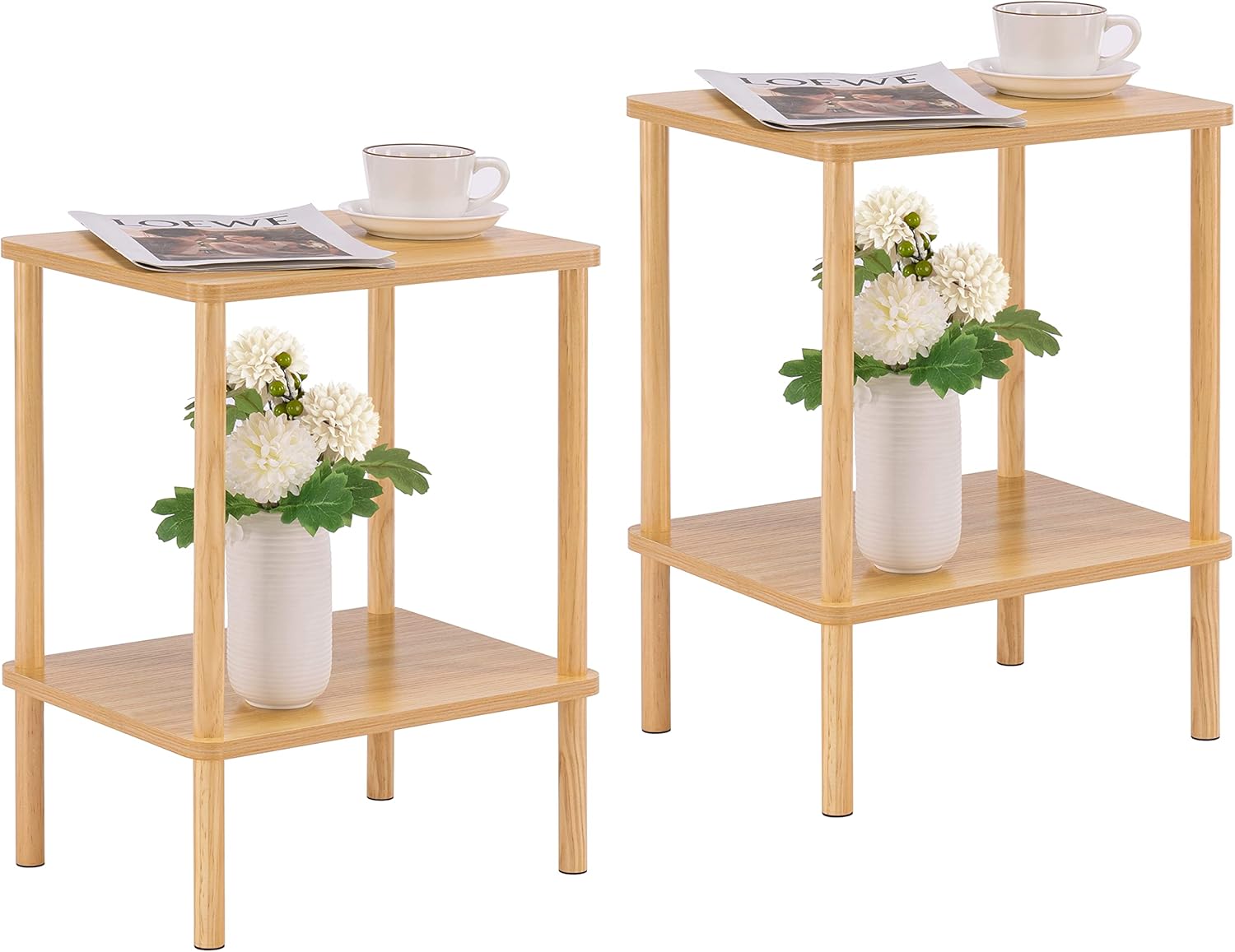 Apicizon 2 Tier End Table Set of 2 for Small Spaces