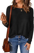 Womens Long Sleeve Crewneck Knit Shirt S-XXL - Lightweight Fit