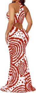 Women Sexy Bodycon Maxi Dress Tie Dye Beach Summer