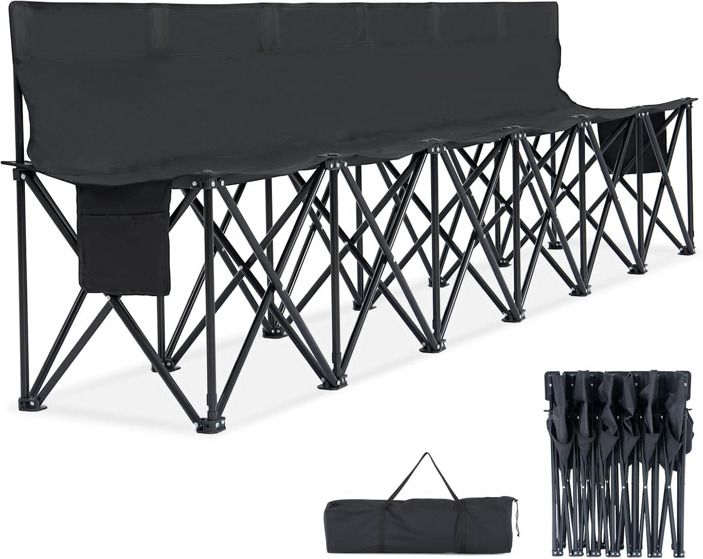 LILYPELLE Portable 6 Seat Folding Soccer Bench for Outdoor Events