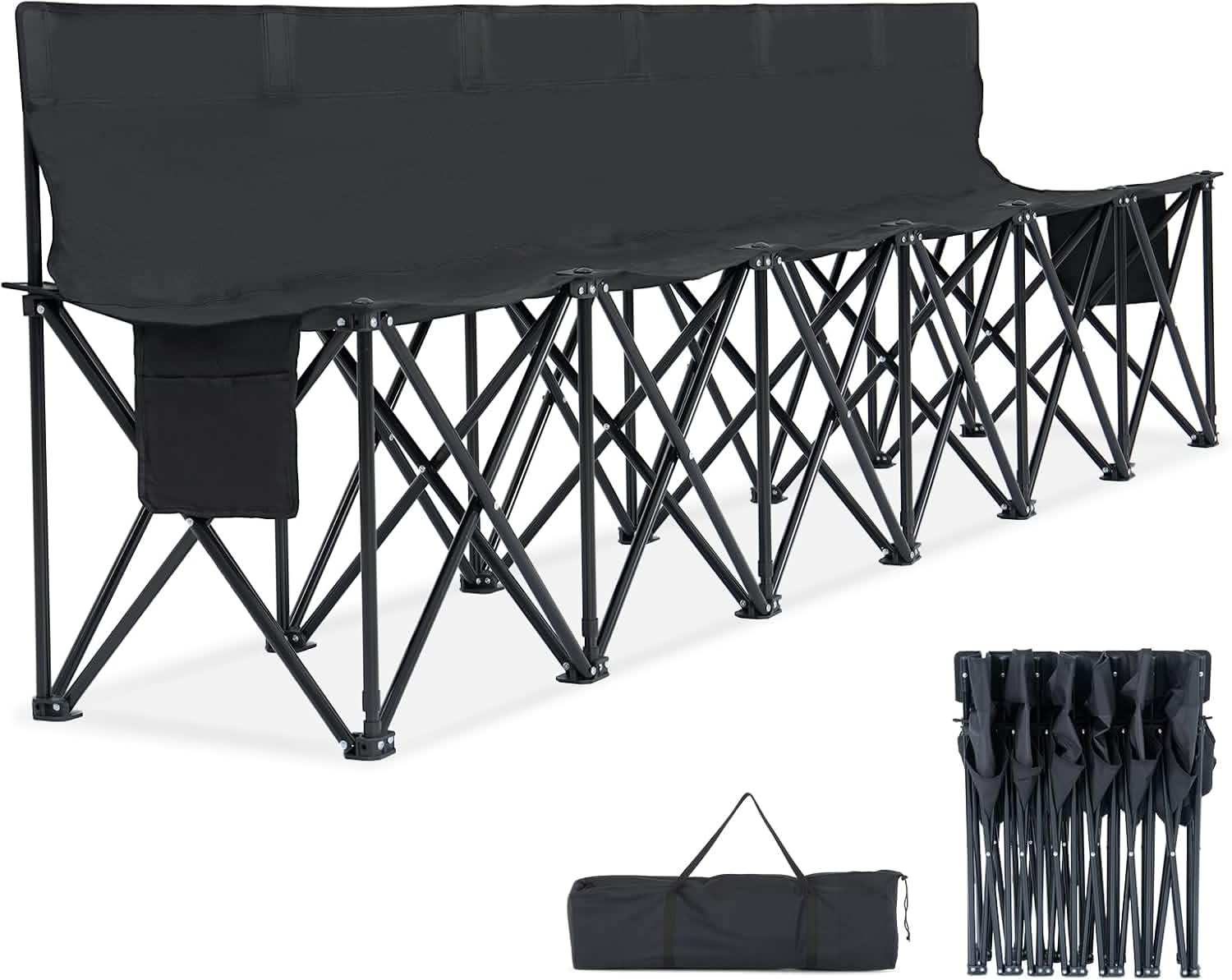 LILYPELLE Portable 6 Seat Folding Soccer Bench for Outdoor Events