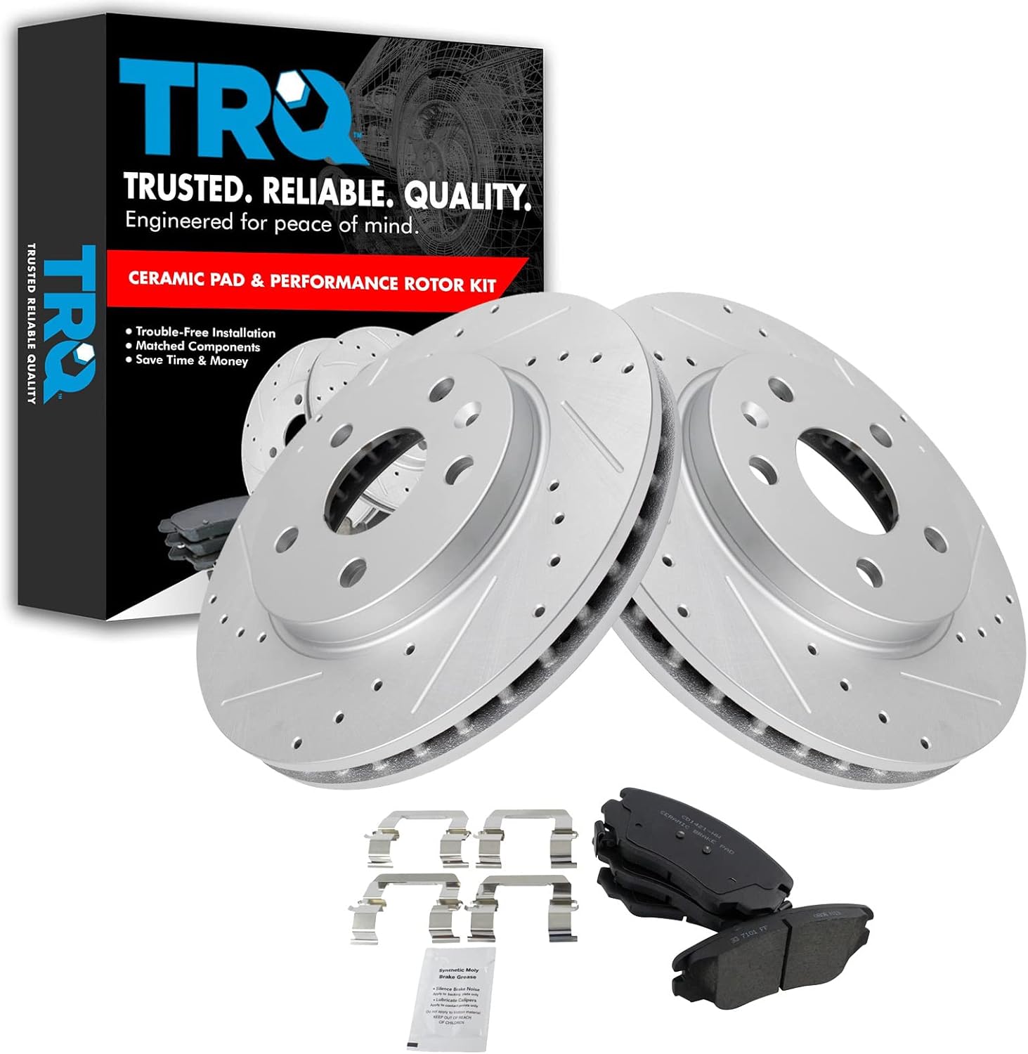TRQ Front Performance Brake Pad & Rotor Kit for Ford Vehicles