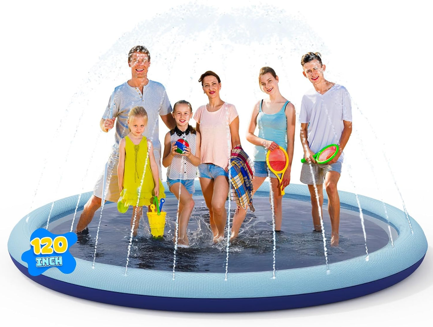 COMMOUDS 10FT Splash Pad for Kids and Dogs - Summer Fun