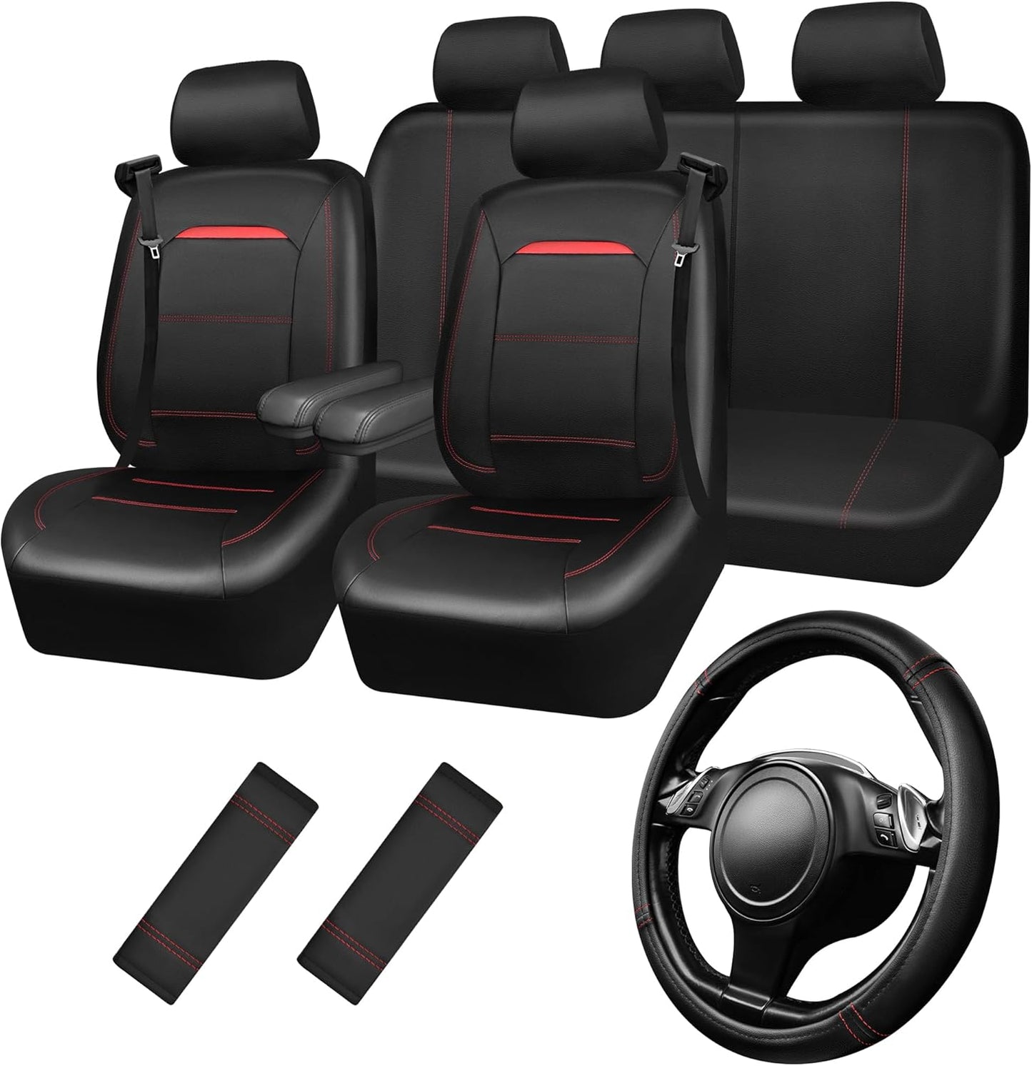 CAR PASS Leather Car Seat Cover Full Set for Trucks and SUVs
