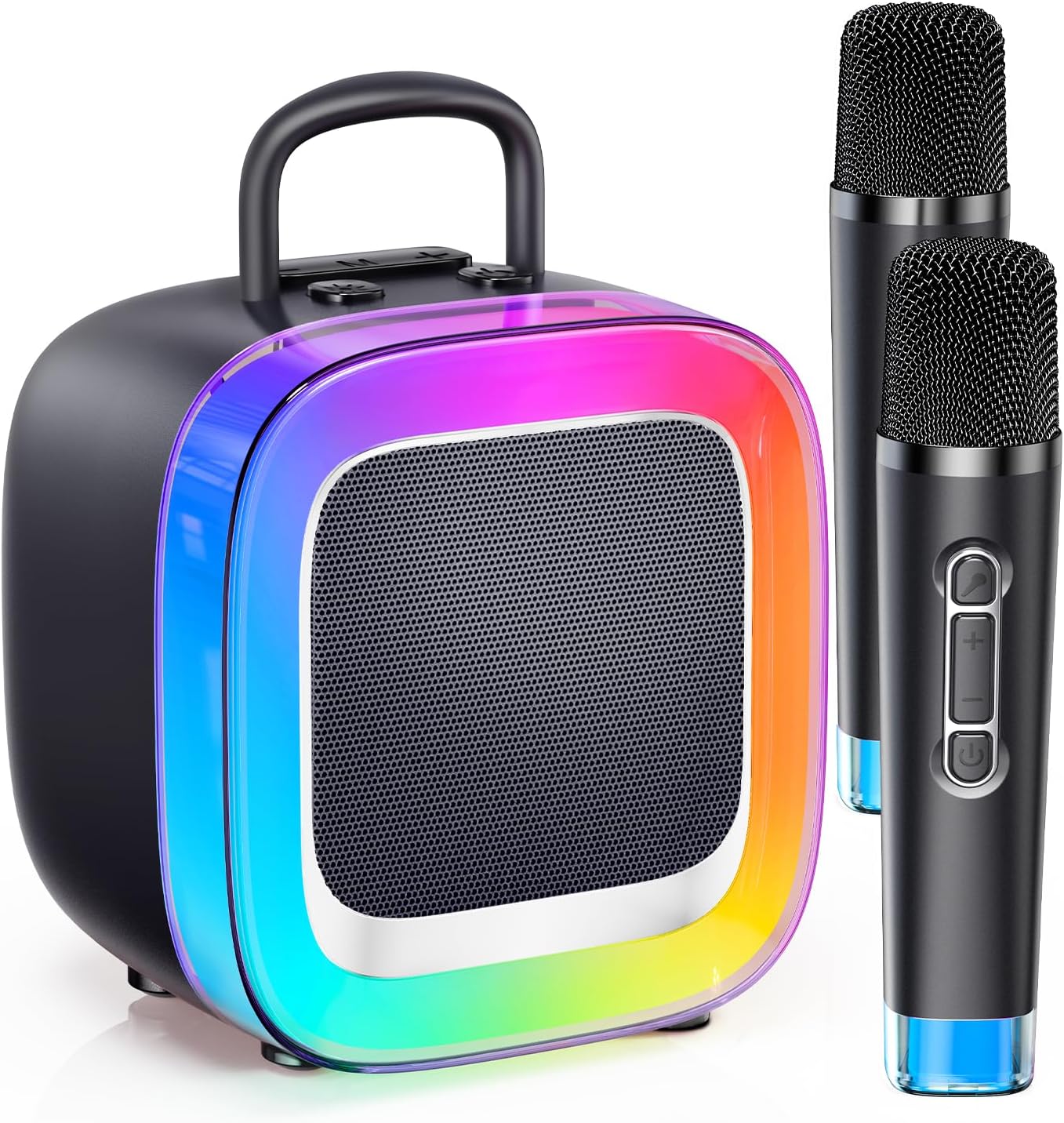 Ultimate Karaoke Fun: 2025 Upgrade Portable Speaker with 2 Mics & Lights!